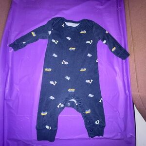 Navy Blue Kids One Piece with Car Print